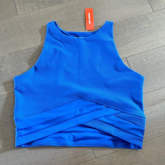 NEW! JOE FRESH • BLUE ACTIVE CROP TANK - Picture 1 of 3